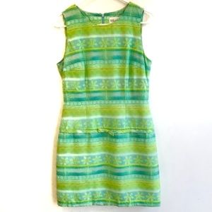 SAKS VINTAGE blue and green floral dress 8